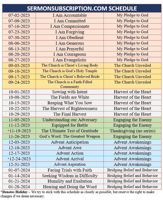 Schedule – SermonSubscription.com